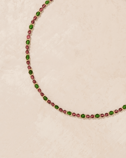 Tityaravy | Tevy Necklace - Rhodolite Garnet/Chrome Diopside