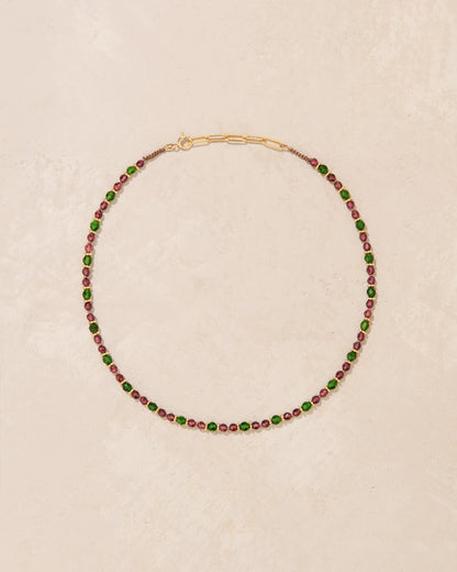 Tityaravy | Tevy Necklace - Rhodolite Garnet/Chrome Diopside