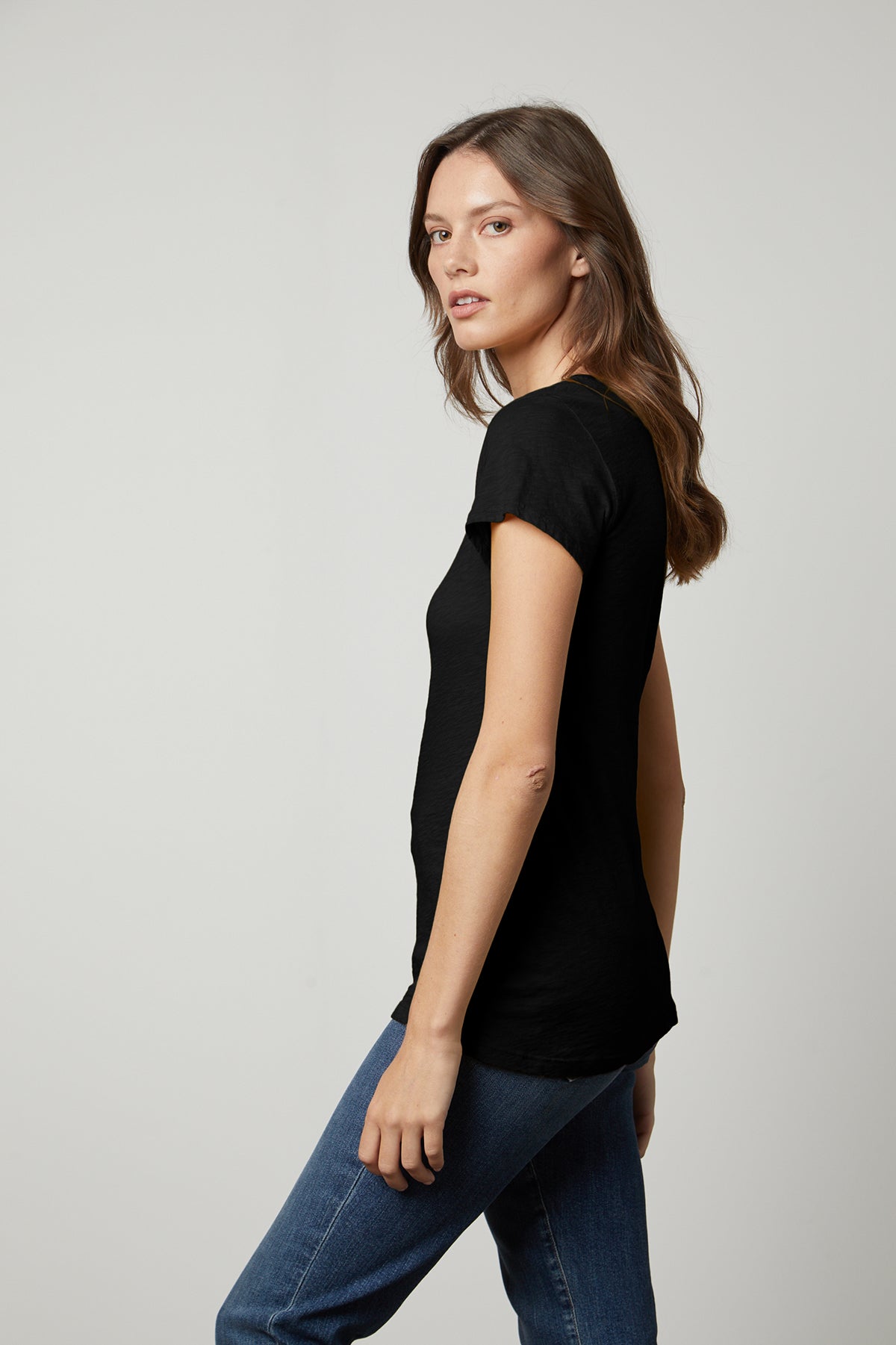 Velvet | Odelia Cotton Slub Crew Neck Tee - Black