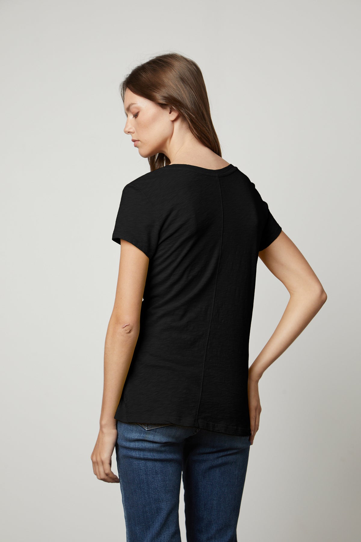 Velvet | Odelia Cotton Slub Crew Neck Tee - Black