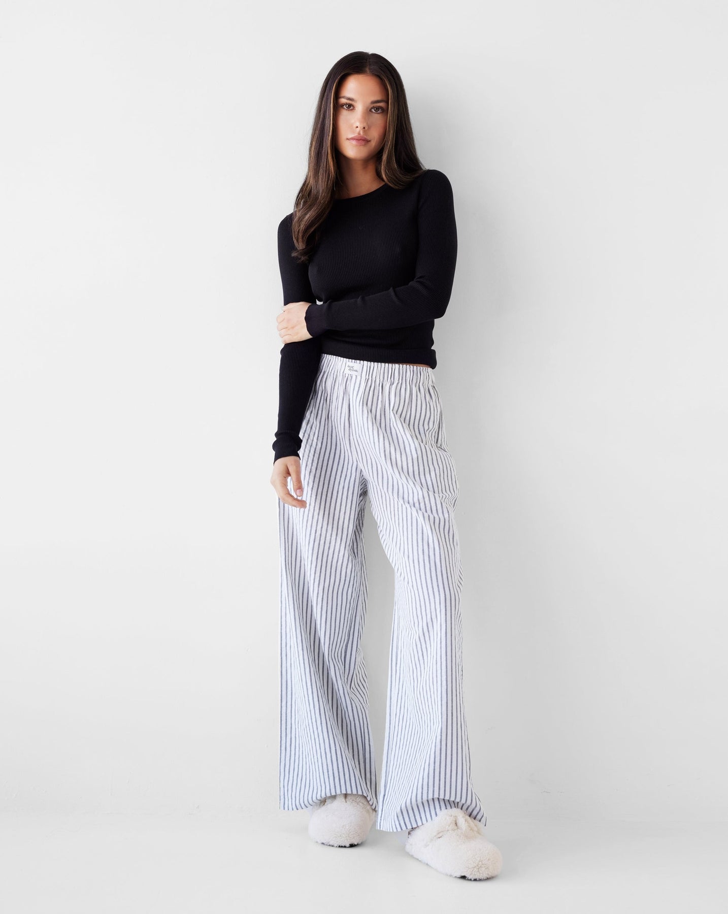 Dear Dylan | Silk Knit Long Sleeve Tee - Noir