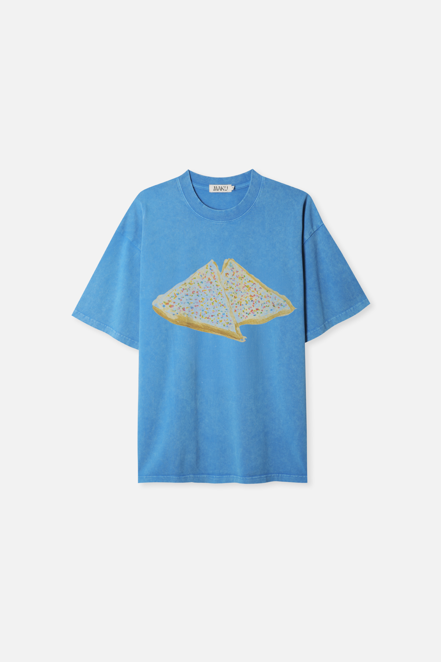 Maku The Label | Fairy Bread Acid Wash Oversize Tee - Light Blue