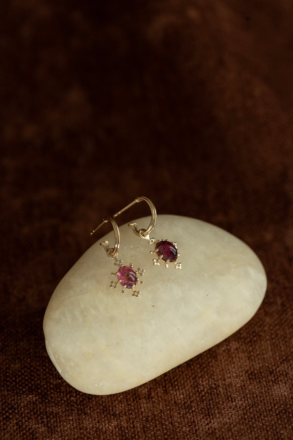 Zoe & Morgan | Farah Hoop - Gold Pink Tourmaline