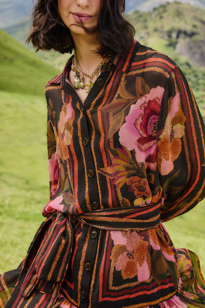 Farm Rio | Mini Dress - Chenille Flower Black