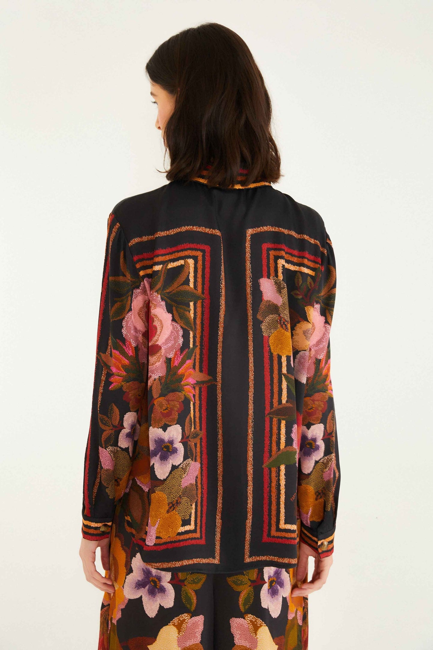 Farm Rio | Shirt - Chenille Flowers Black
