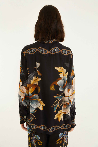 Farm Rio | Pajama Shirt - Snake Floral Black