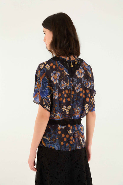 Farm Rio | Blouse - Snakes Bouquet Black