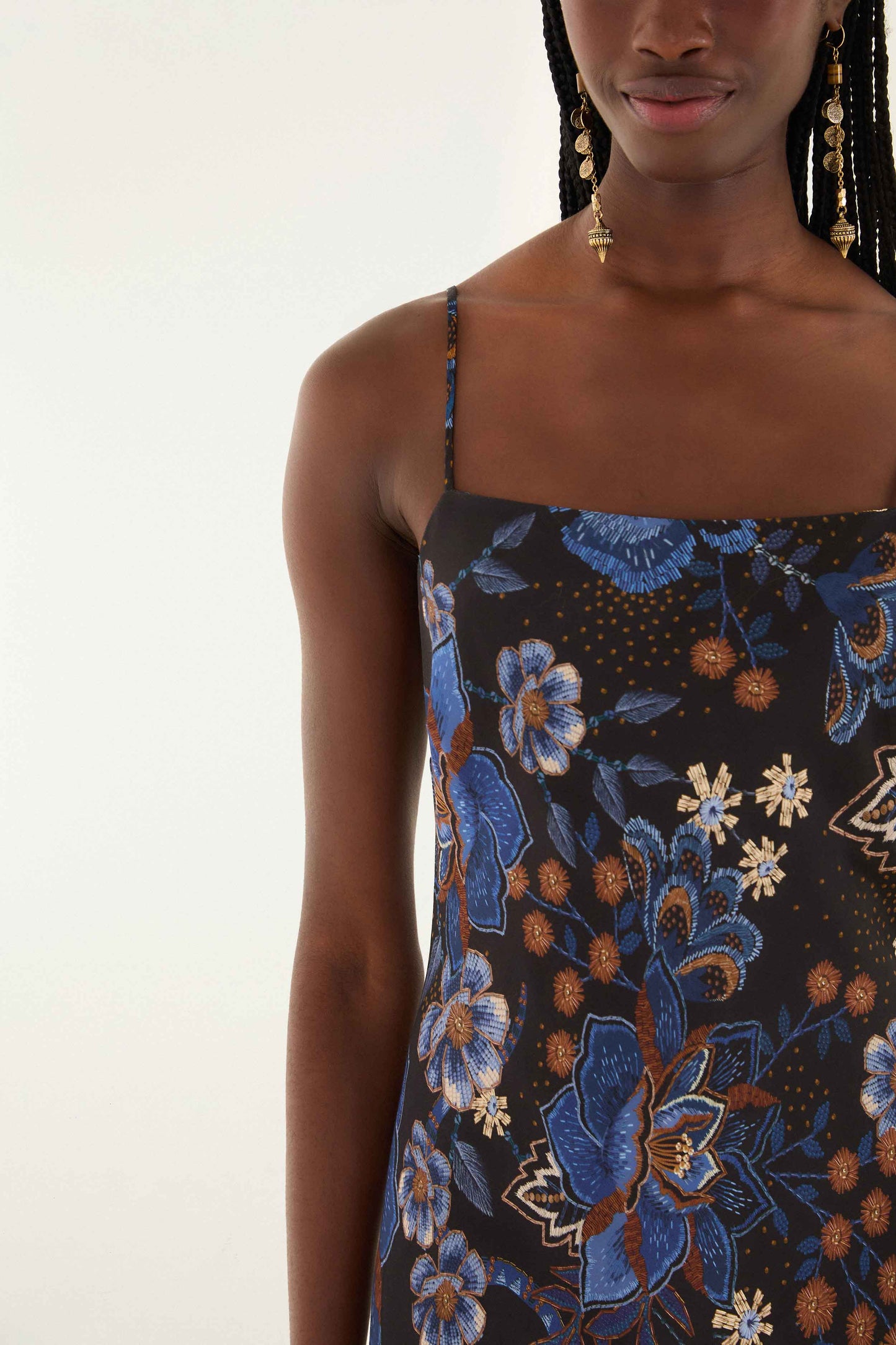 Farm Rio | Black Slip Maxi Dress - Snakes Bouquet