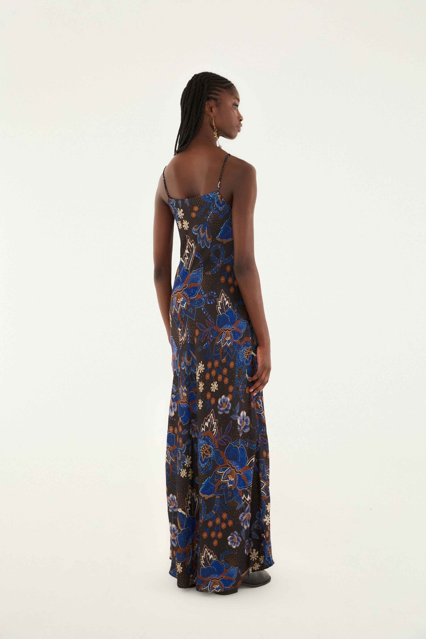 Farm Rio | Black Slip Maxi Dress - Snakes Bouquet