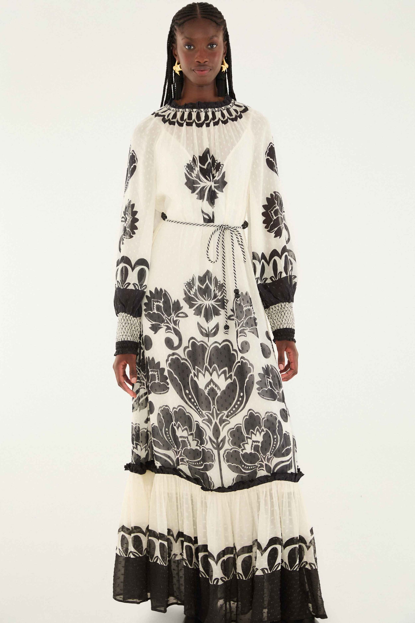 Farm Rio | Maxi Dress - Floral Arabesque Cream