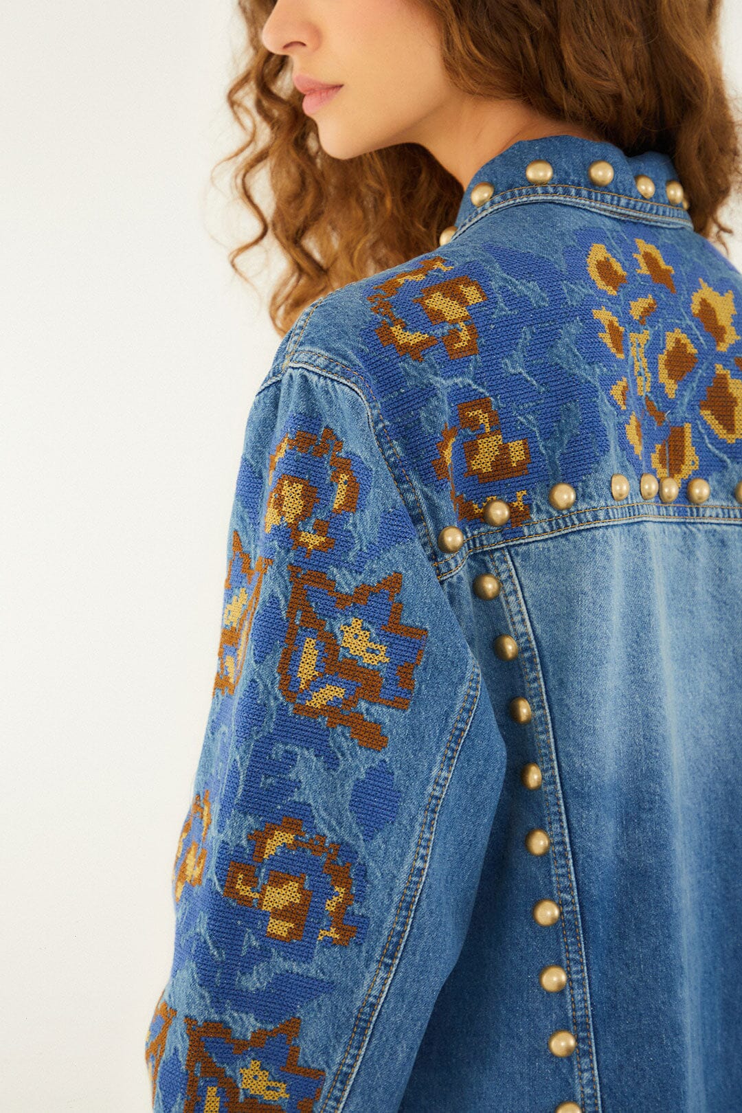 Farm Rio | Studs Metal Denim Jacket - Denim