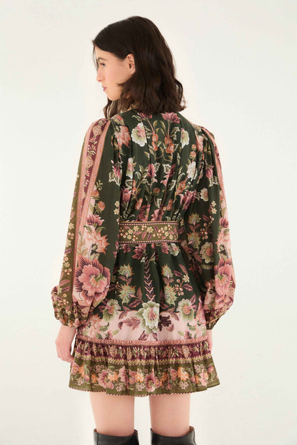 Farm Rio | Flowering Garden Tree Mini Dress - Green