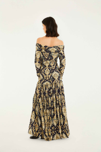 Farm Rio | Wonderful Arabesque Dress - Navy Blue