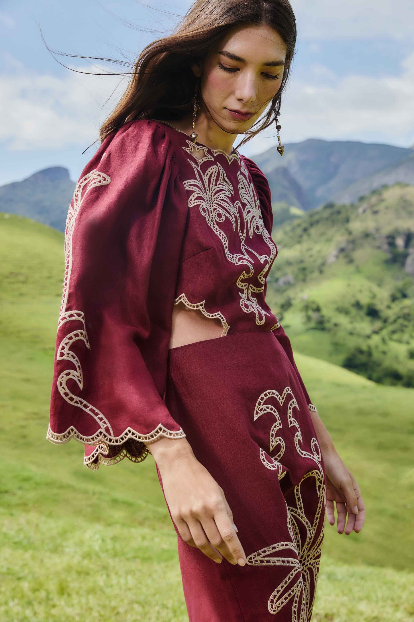 Farm Rio | VT Maxi Artesanal Brasil - Burgundy