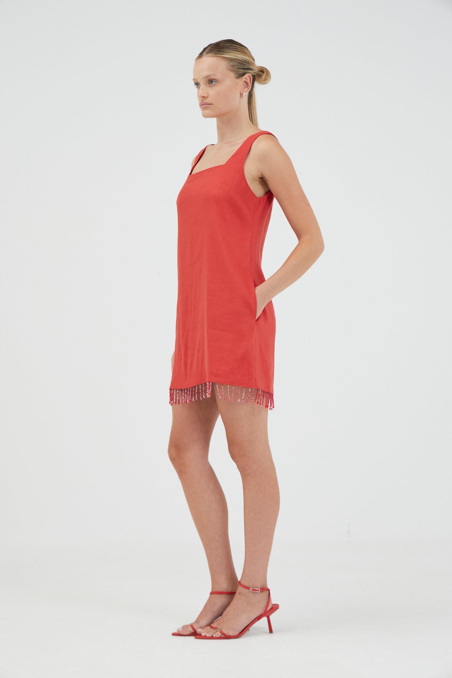 Third Form | Flame Linen Mini Dress - Grenadine