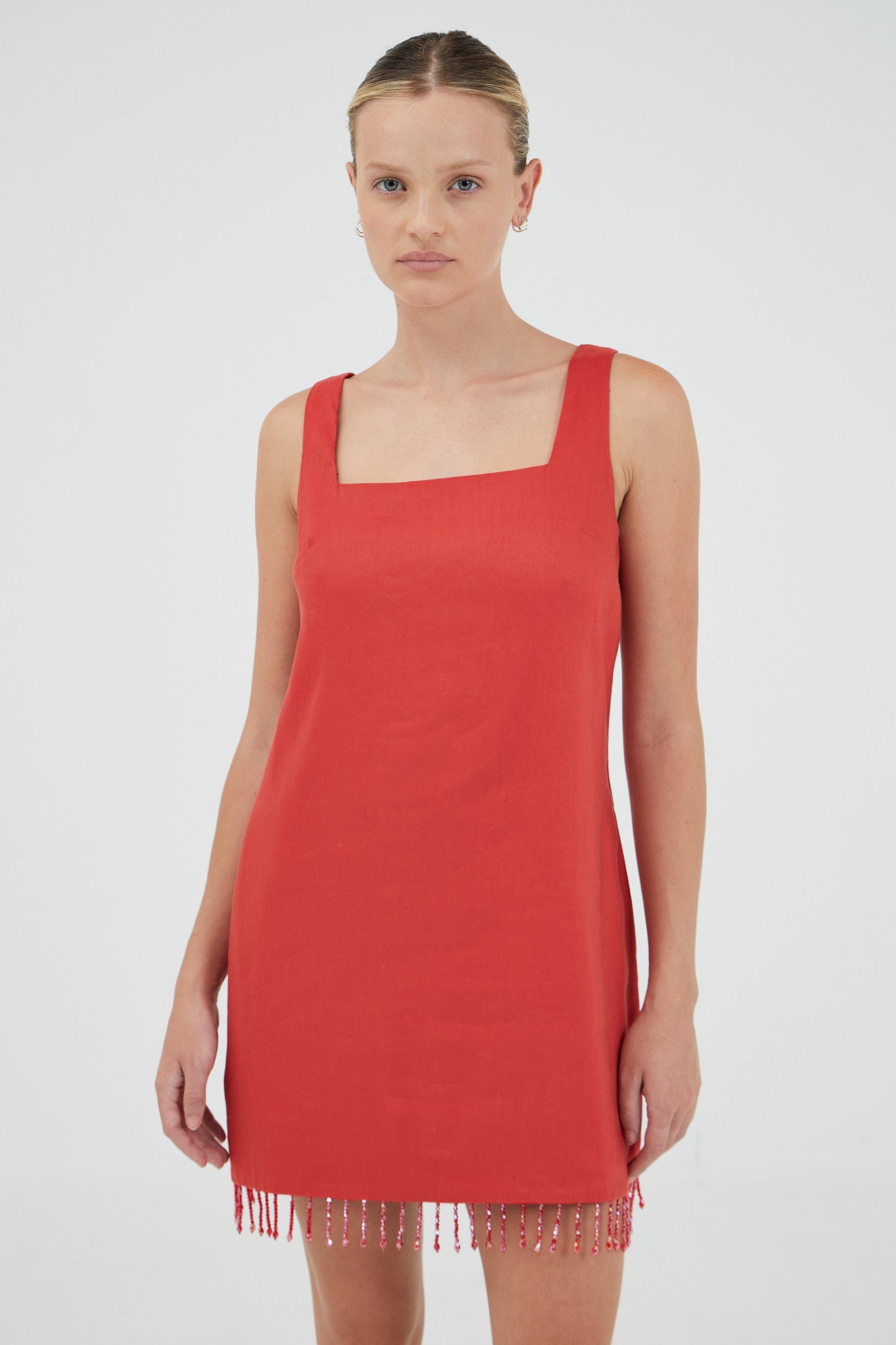 Third Form | Flame Linen Mini Dress - Grenadine