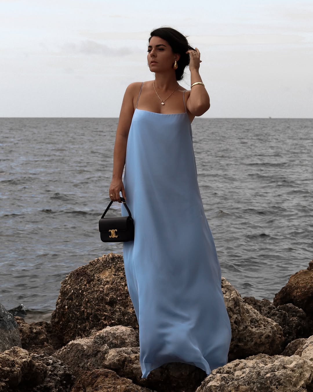 Bondi Born | Capri Silk Chiffon Cami Dress - Sky