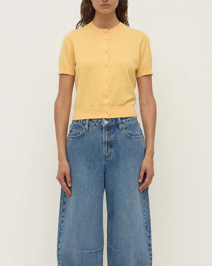 Assembly Label | Semra Cotton Cashmere Short Sleeve Cardigan - Sol