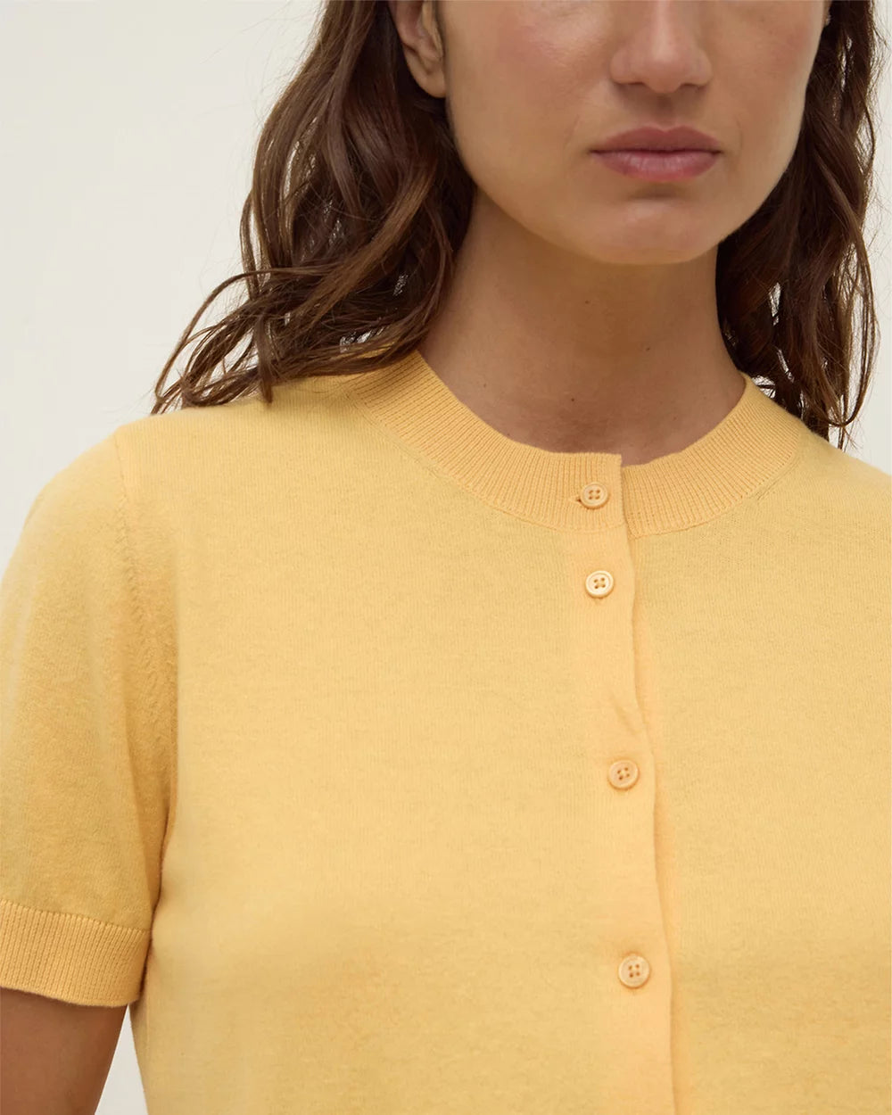 Assembly Label | Semra Cotton Cashmere Short Sleeve Cardigan - Sol