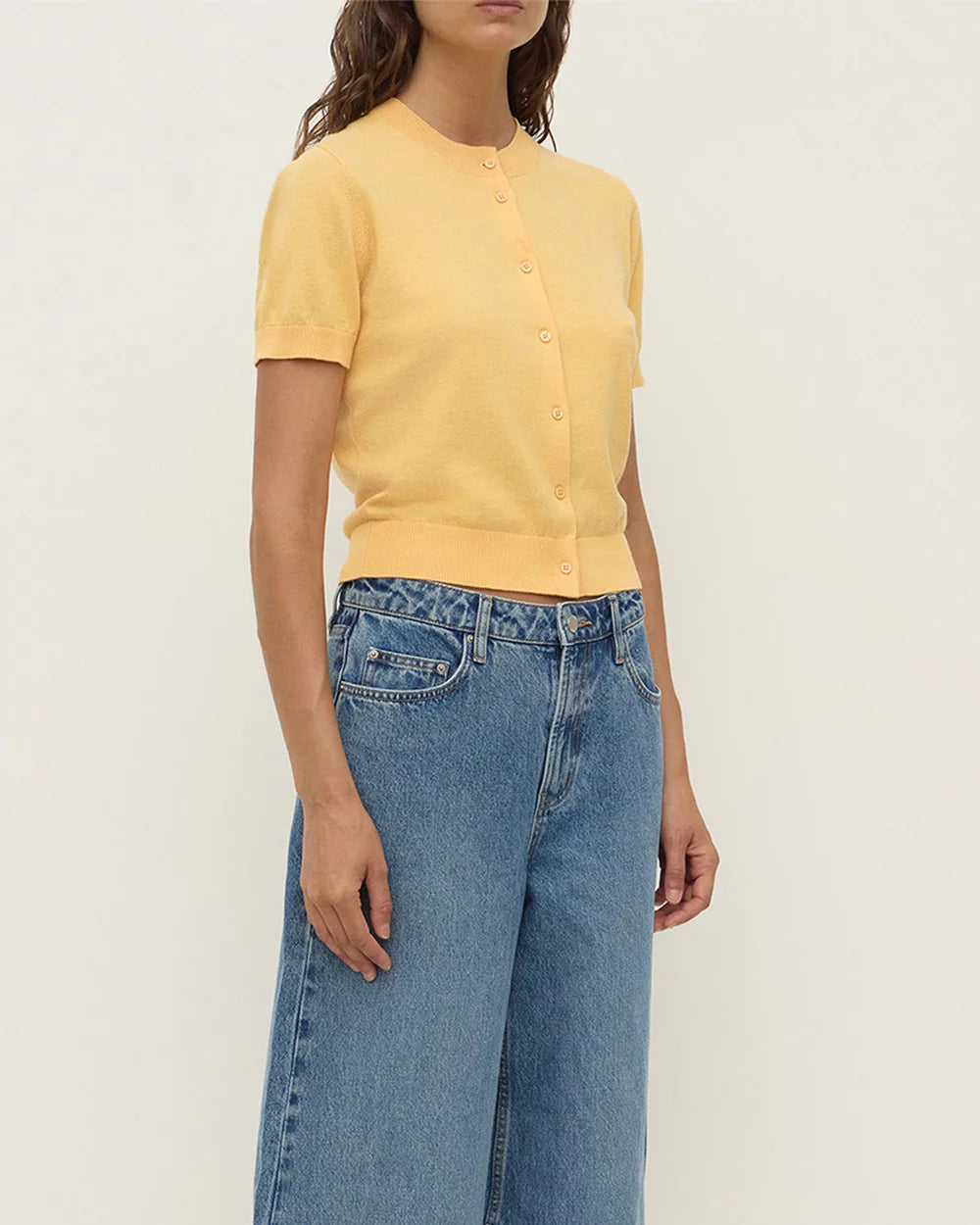 Assembly Label | Semra Cotton Cashmere Short Sleeve Cardigan - Sol