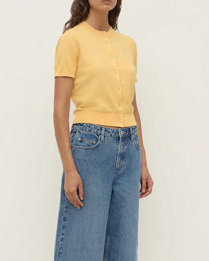 Assembly Label | Semra Cotton Cashmere Short Sleeve Cardigan - Sol