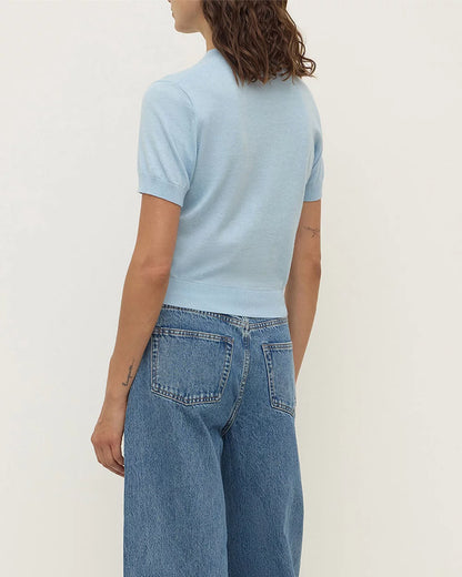 Assembly Label | Semra Cotton Cashmere Short Sleeve Cardigan - Salt