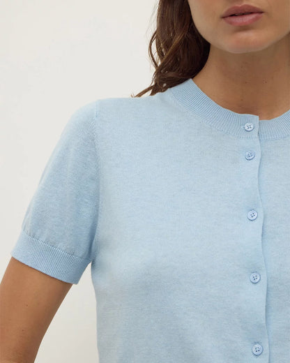 Assembly Label | Semra Cotton Cashmere Short Sleeve Cardigan - Salt