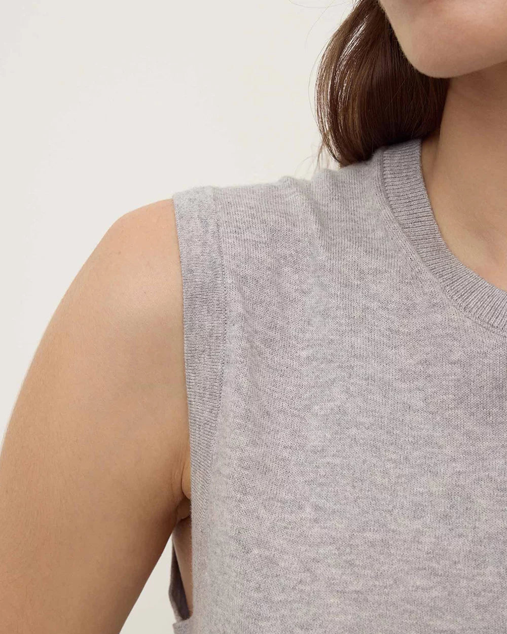 Assembly Label | Helena Cotton Cashmere Vest - Grey Marle