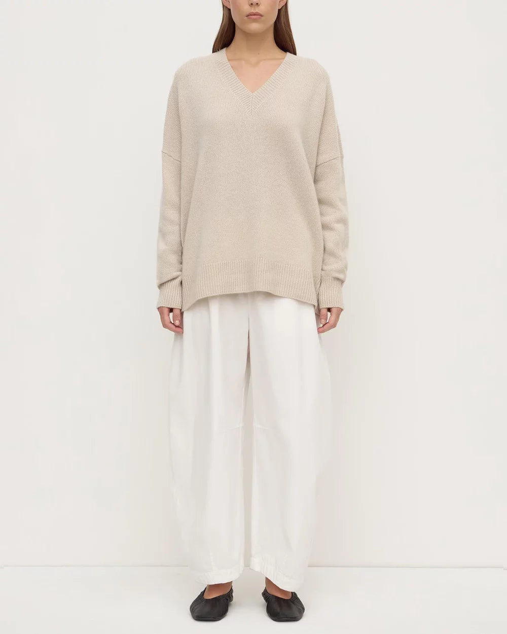 Assembly Label | Alora Cashmere V Neck Knit - Tapioca
