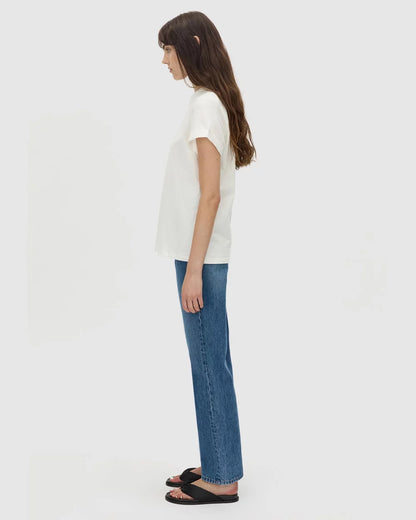 Camilla & Marc | Birdie Embroidered Tee - Soft White / Red