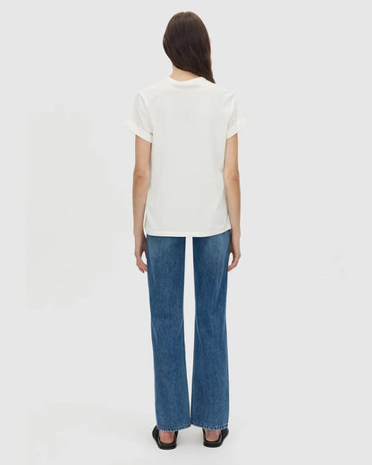 Camilla & Marc | Birdie Embroidered Tee - Soft White / Red