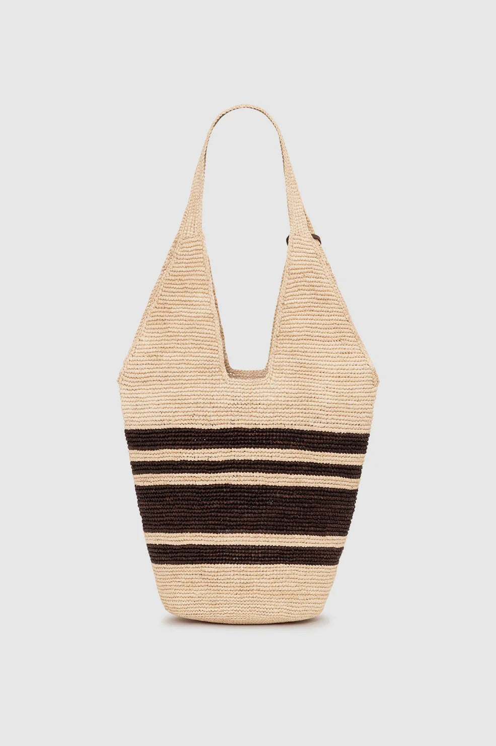 Anine Bing | Leah Stripes Hobo Raphia - Natural/Brown