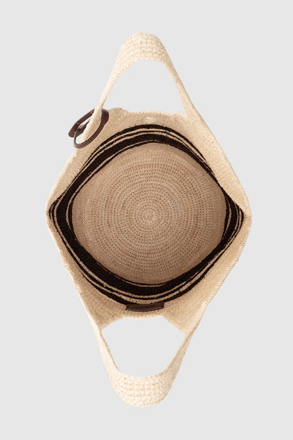 Anine Bing | Leah Stripes Hobo Raphia - Natural/Brown