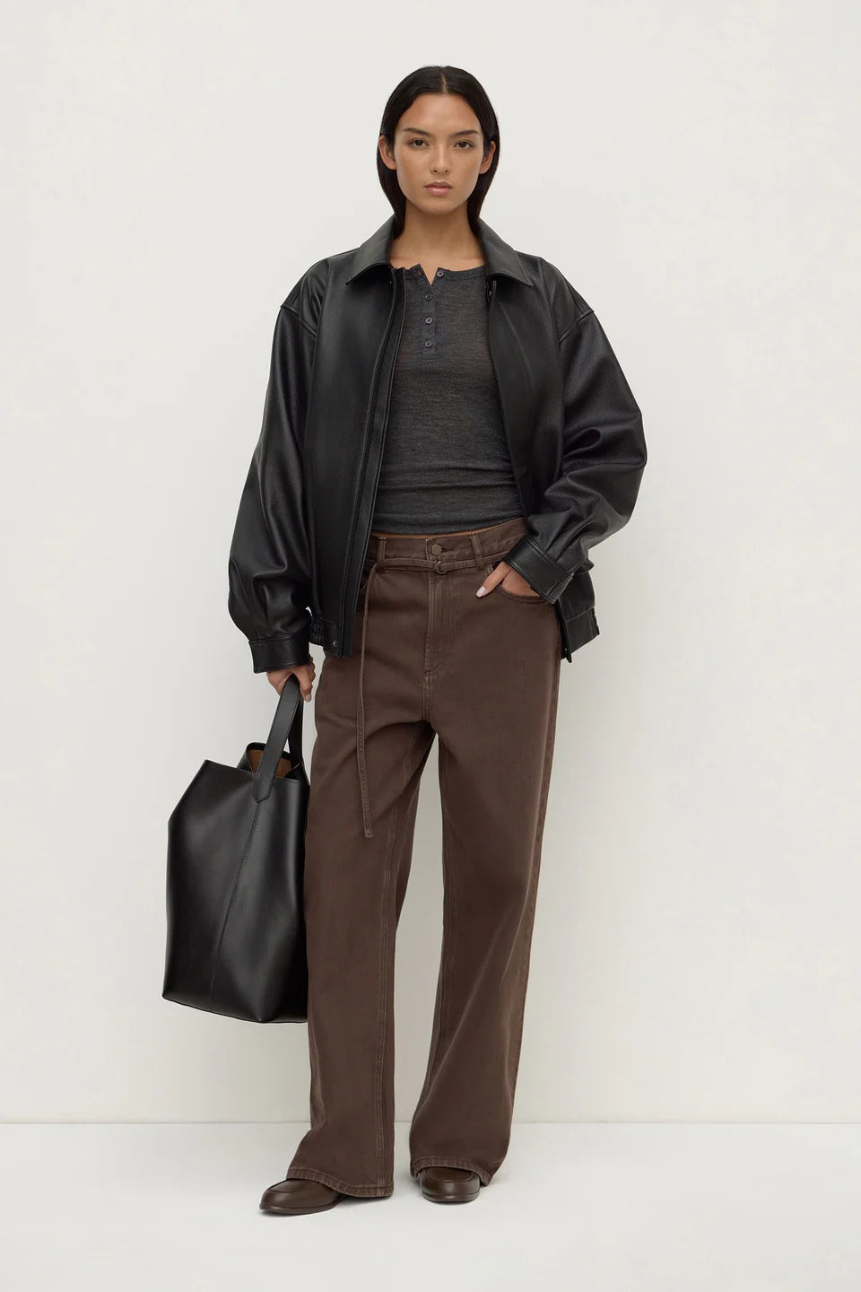 Assembly Label | Nora Merino Wool Henley - Charcoal Marle