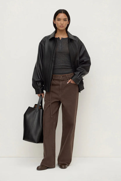 Assembly Label | Nora Merino Wool Henley - Charcoal Marle