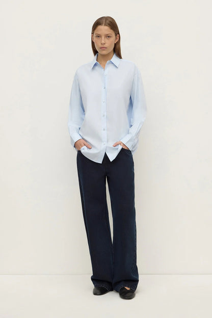 Assembly Label | Micha Poplin Long Sleeve Shirt - Powder Blue
