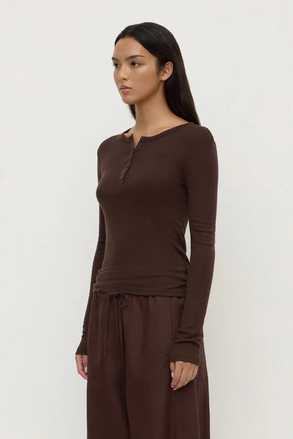 Assembly Label | Nora Merino Wool Henley - Ganache
