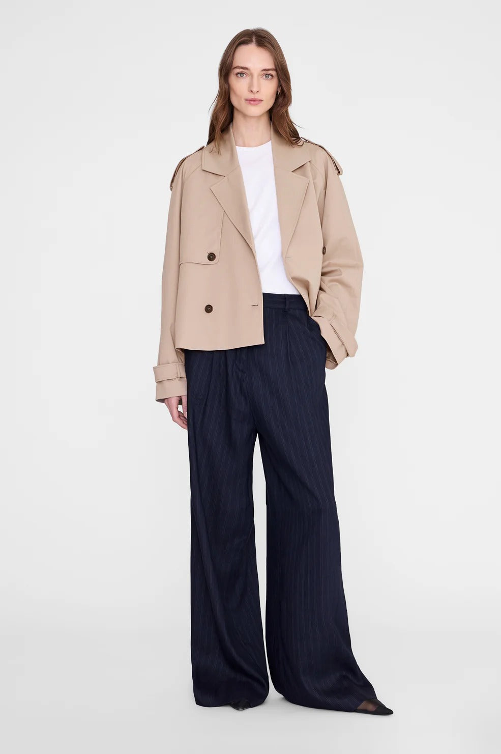 Anine Bing | Rickie Cropped Trench - Beige