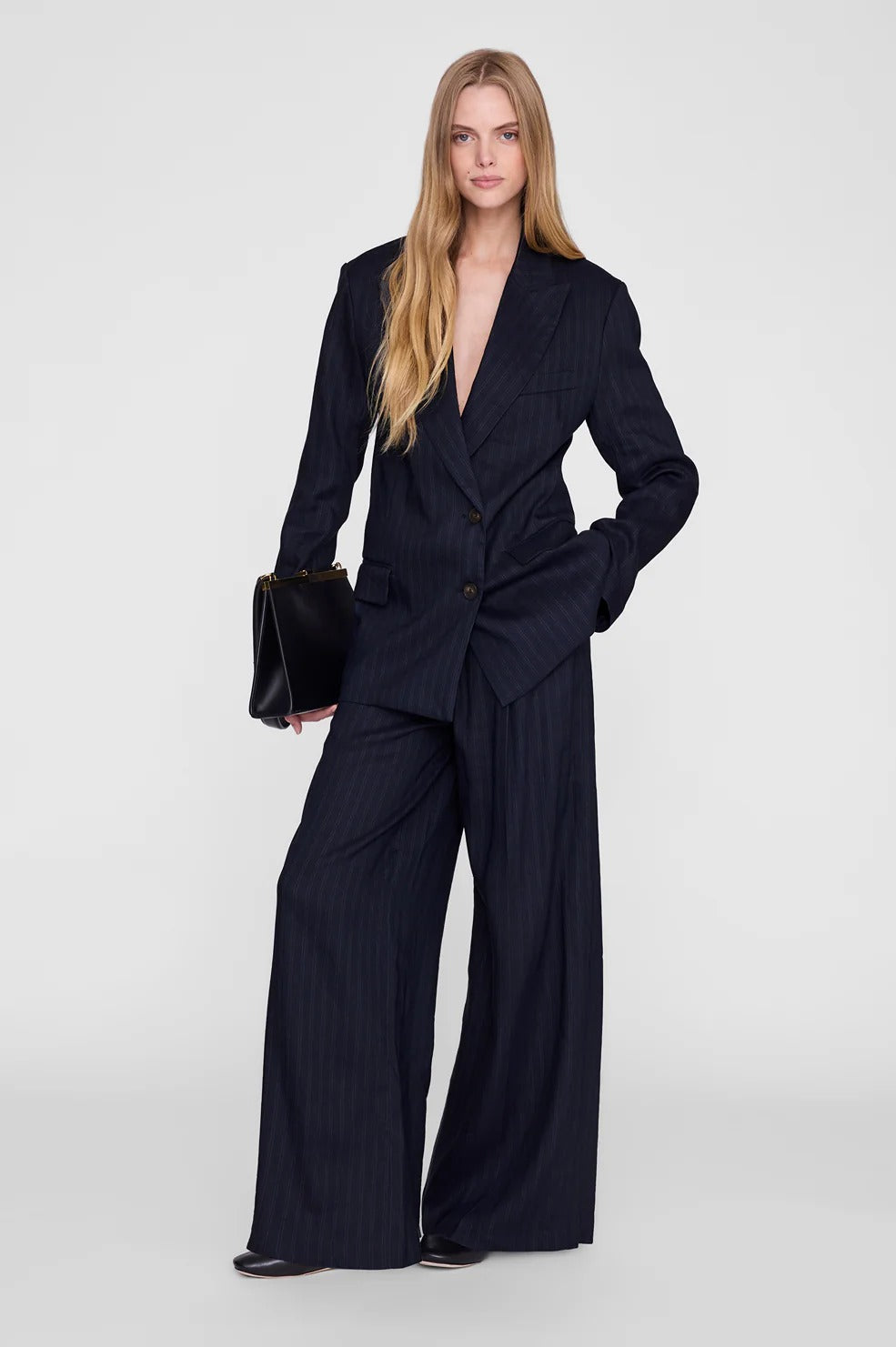 Anine Bing | Paola Trouser - Navy Pinstripe