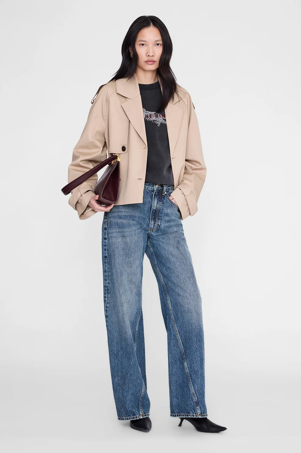 Anine Bing | Spencer Sweatshirt Leopard - Washed Black