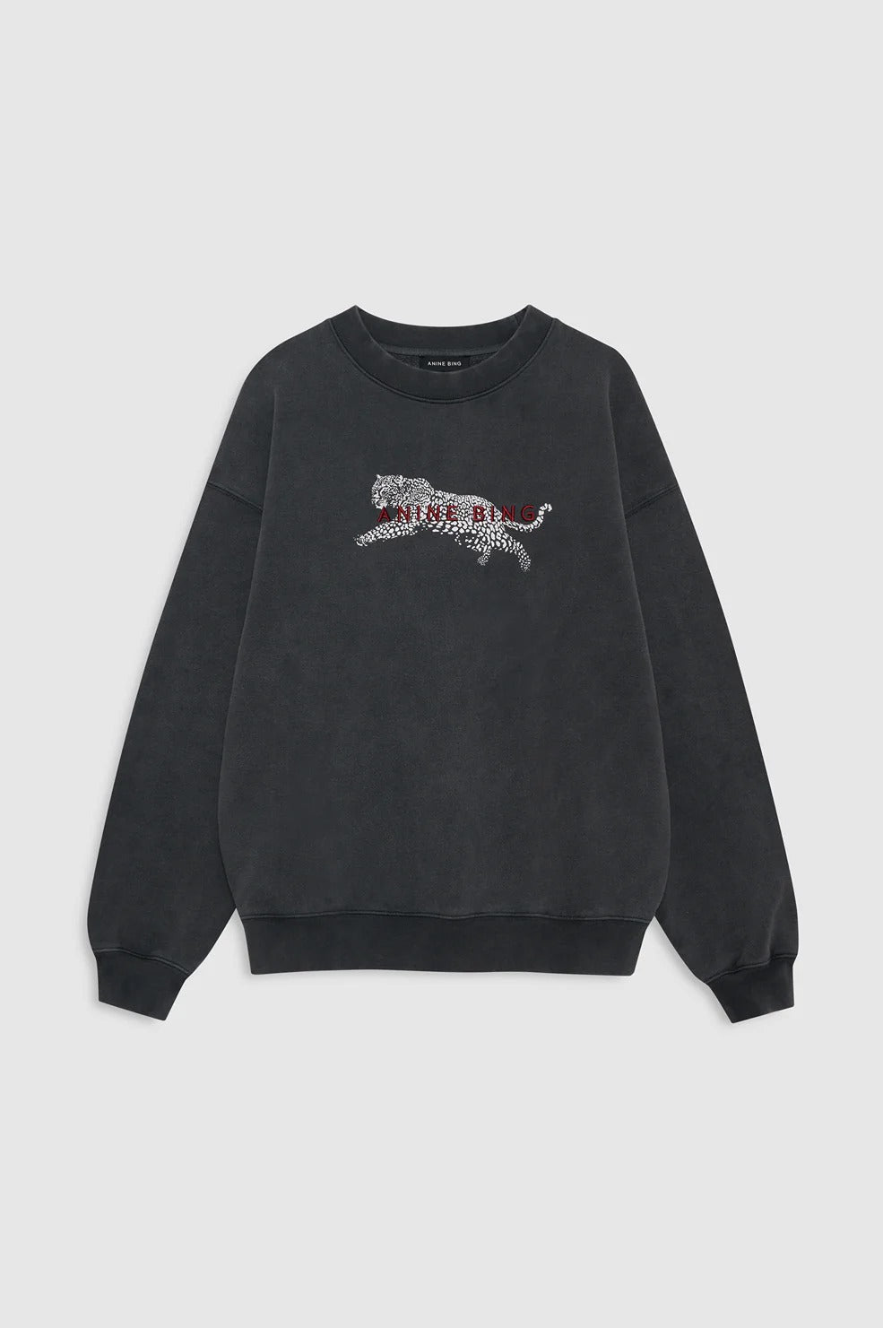Anine Bing | Spencer Sweatshirt Leopard - Washed Black