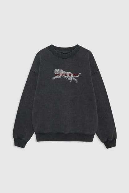 Anine Bing | Spencer Sweatshirt Leopard - Washed Black