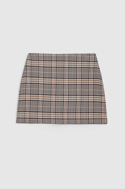 Anine Bing | Tierra Skirt - Beige & Navy Checks