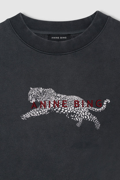 Anine Bing | Spencer Sweatshirt Leopard - Washed Black