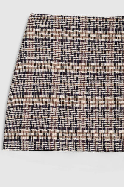 Anine Bing | Tierra Skirt - Beige & Navy Checks