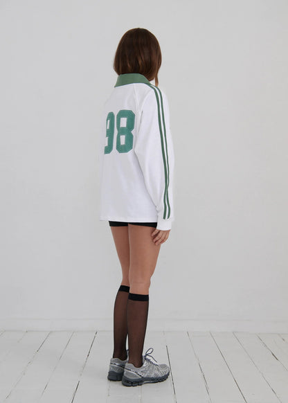 Pinky & Kamal | Long Sleeve Sport Jersey - White/Green