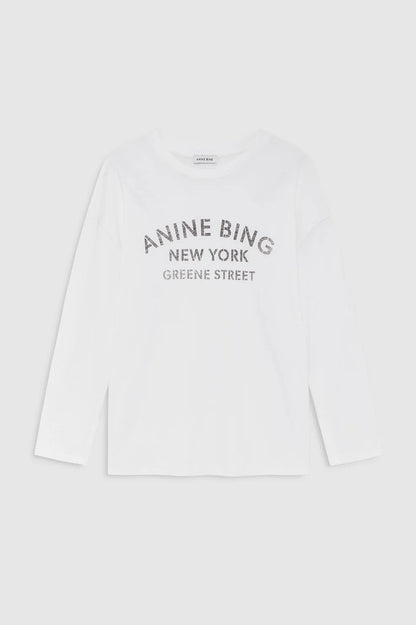 Anine Bing | Ivan Long Sleeve New York Stencil - Ivory