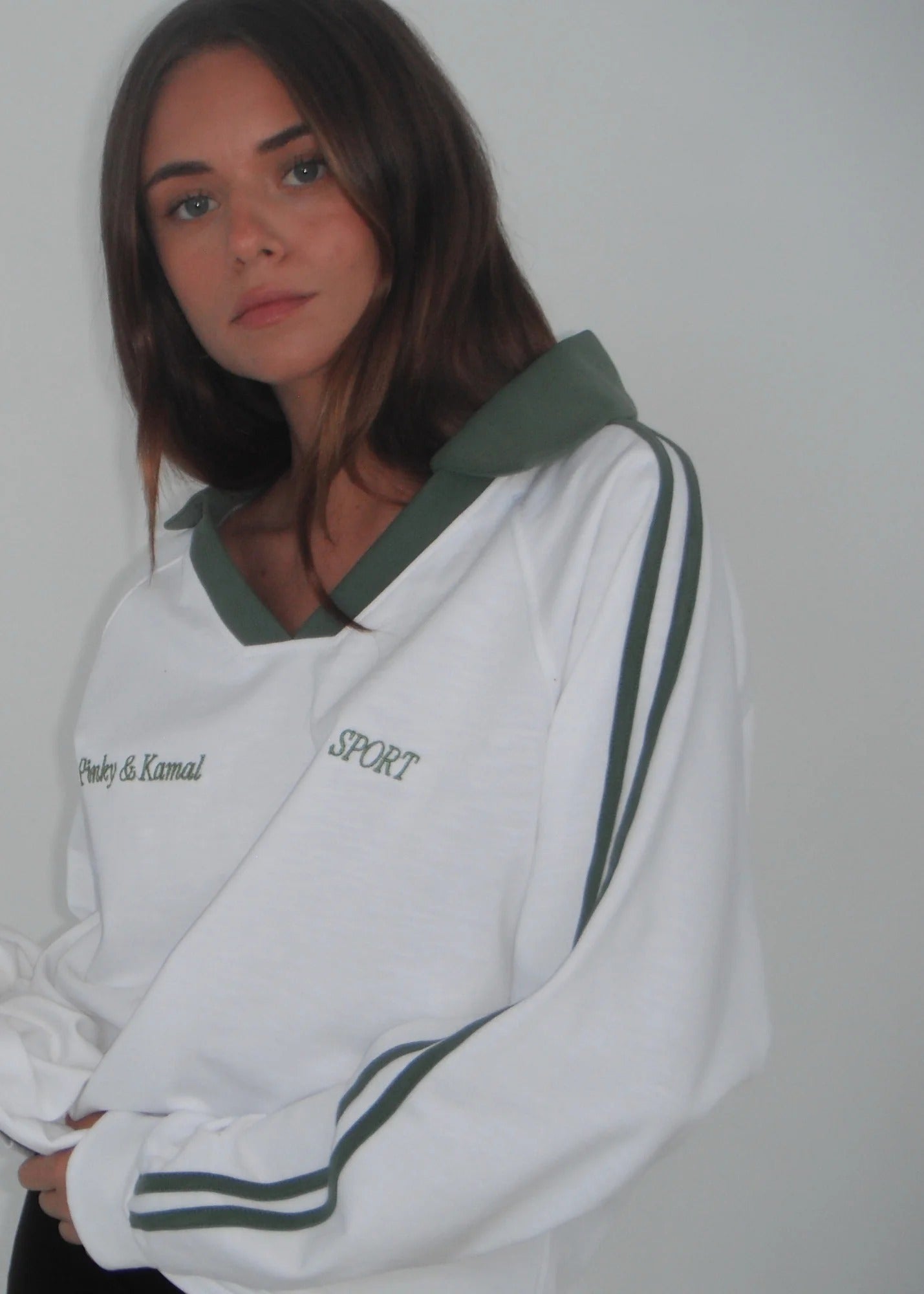 Pinky & Kamal | Long Sleeve Sport Jersey - White/Green