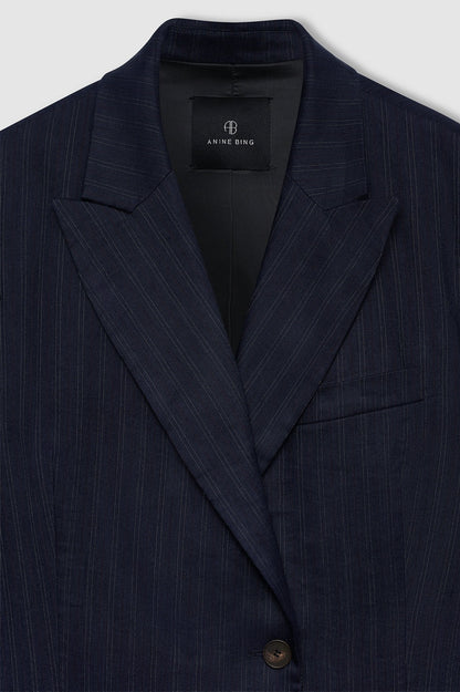 Anine Bing | Aretha Blazer - Navy Pinstripe