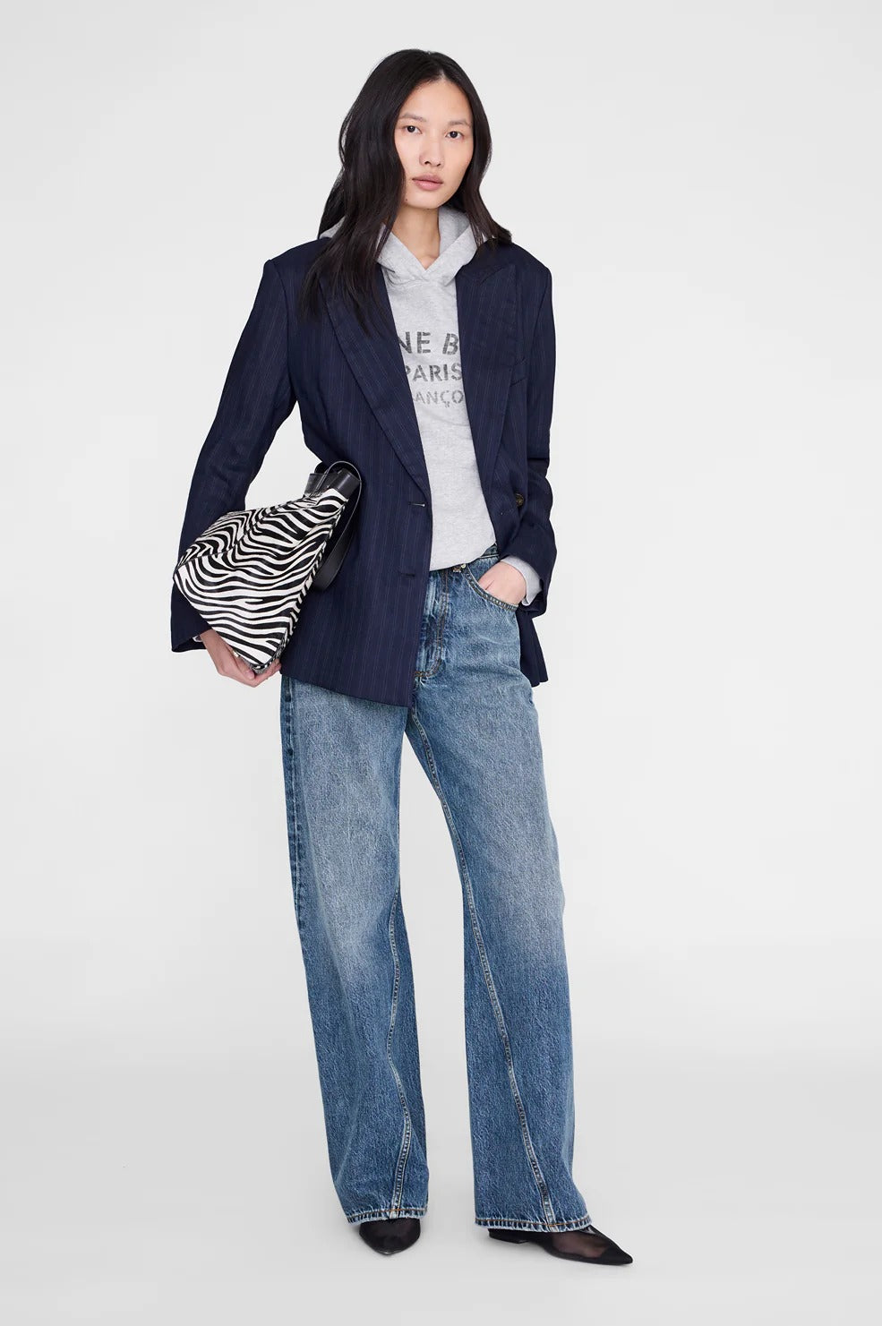 Anine Bing | Harvey Sweatshirt Paris Stencil - Heather Grey